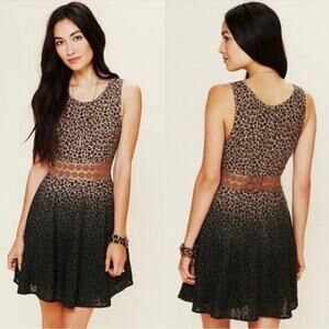 Free People Ombre Leopard Cheetah Daisy Chain Size 2 Dress